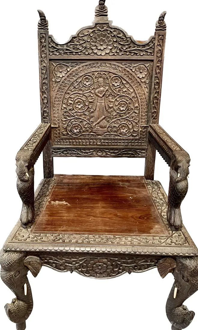 late-19th-century, Victorian-style, Anglo-Indian padauk wood armchair (1 of 15)