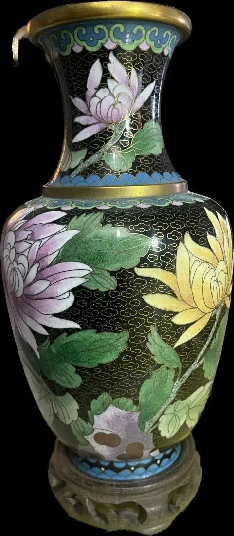 Large Chinese Enamel Old Cloisonne Vase (1 of 8)