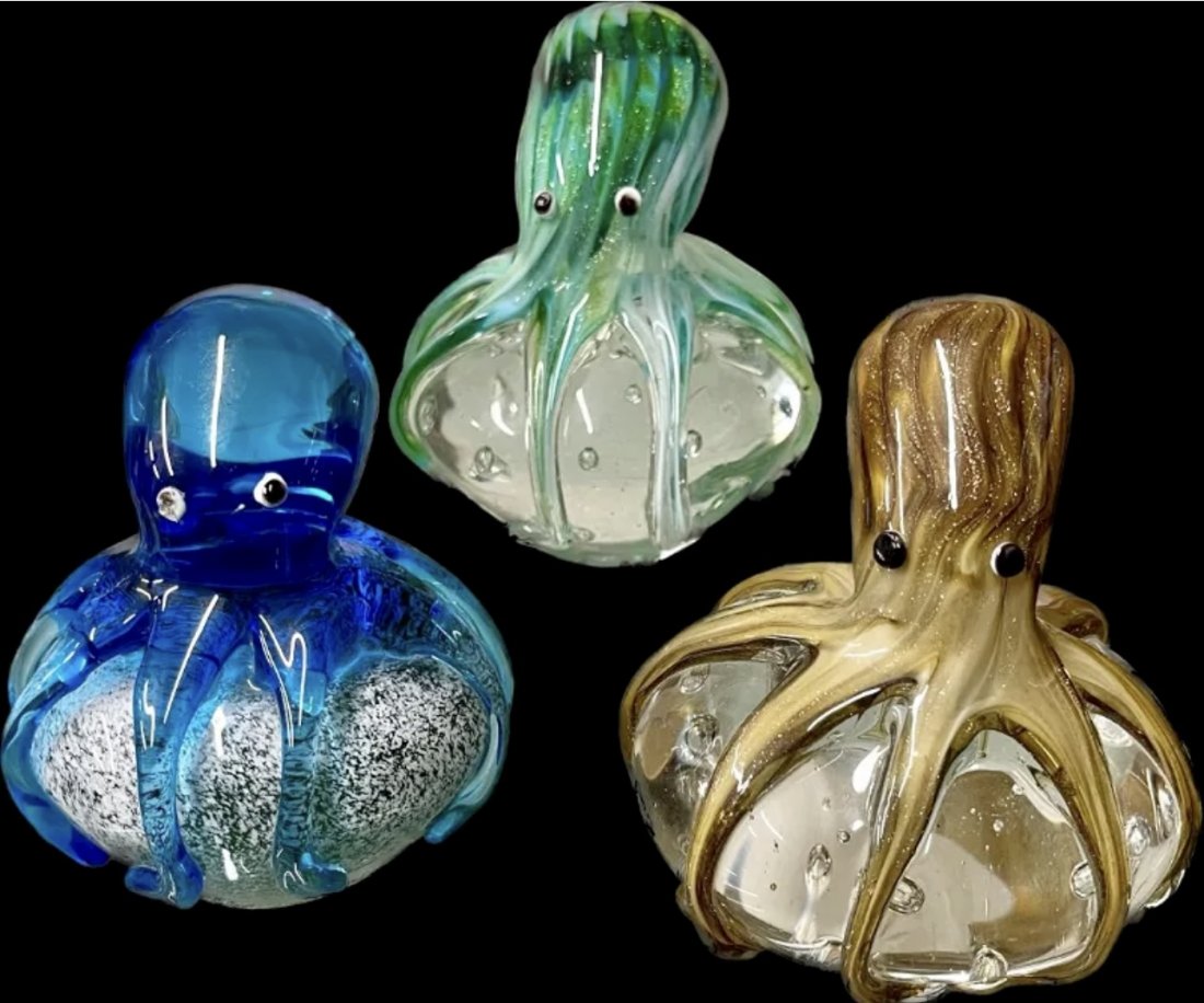 SET OF 3 MURANO ART Glass ITALY OCTOPUSES Paperweights (1 of 10)