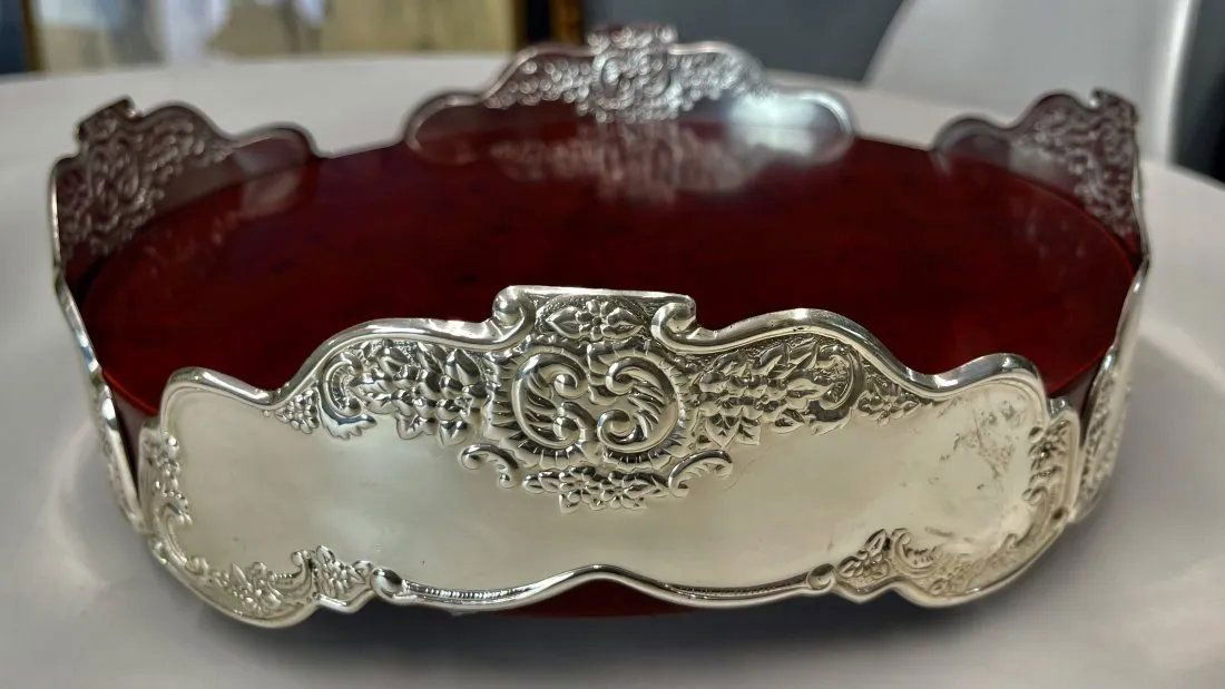 HaZorfim Israel DECORATED stand NAPKIN HOLDER .925 STERLING SILVER (1 of 10)