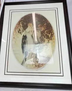 Deaux Mademoiselle 'Look' - Print by Louis Icart (1928): Deaux Mademoiselle 'Look' by Louis Icart . 1928 French Art Deco Print - Dimensions with frame 30"X35" inches. Inventory#RZA