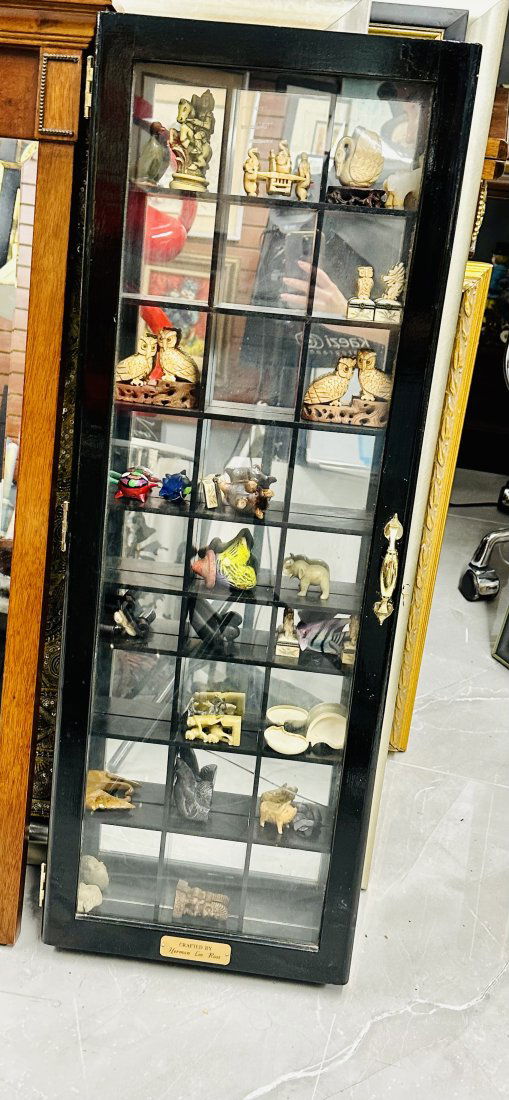 VINTAGE WOOD CURIO wall cabinet display designer costume made (1 of 10)