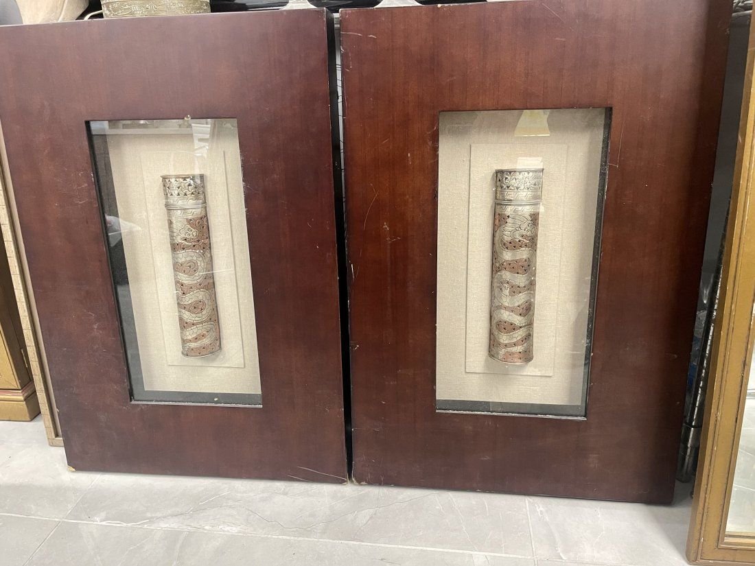 Framed Silver object with Chinese Dragon decoration (1 of 11)