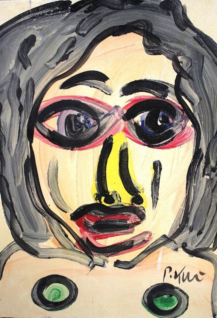 Peter Keil Oil on Canvas Abstract Portrait 28X22.5": Peter Keil Oil on Canvas Abstract Portrait 28X22.5".Inventory#RZA