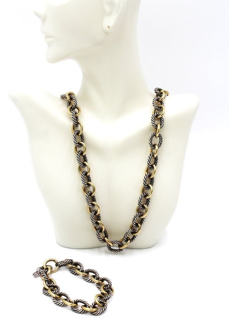 David Yurman Oval Link Chain Necklace&Bracelet in Sterling Silver with 18K Yellow Gold: David Yurman chains are inspired by classical and original motifs, and meticulously crafted by artisans. They are designed to be worn alone, layered, or complemented with unique enhancers or charms fr