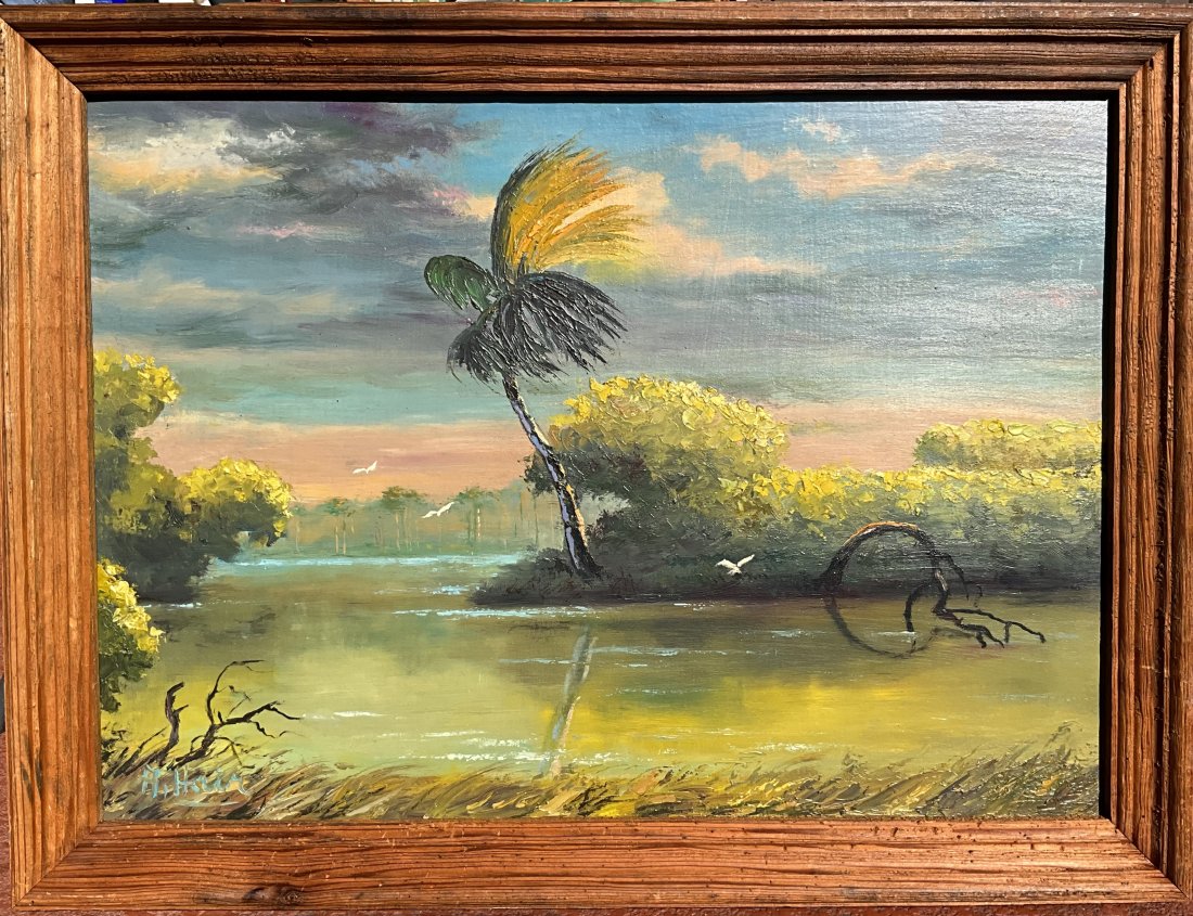 Alfred Hair (1941-1970) also Freddy Hair - Florida Highwaymen original artist oil on board (1 of 7)
