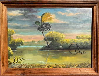 Alfred Hair (1941-1970) also Freddy Hair - Florida Highwaymen original artist oil on board