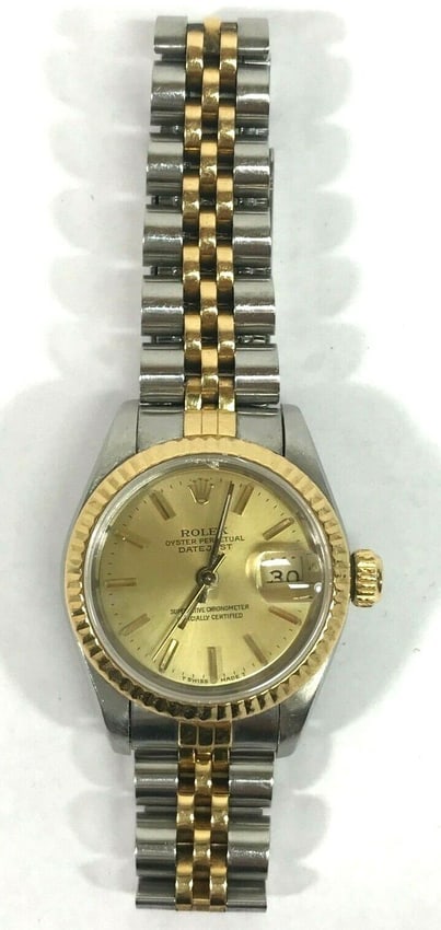 Authentic Rolex Datejust 69173 Two Tone Gold Face With Gold Dial Ladies 26MM (1 of 7)