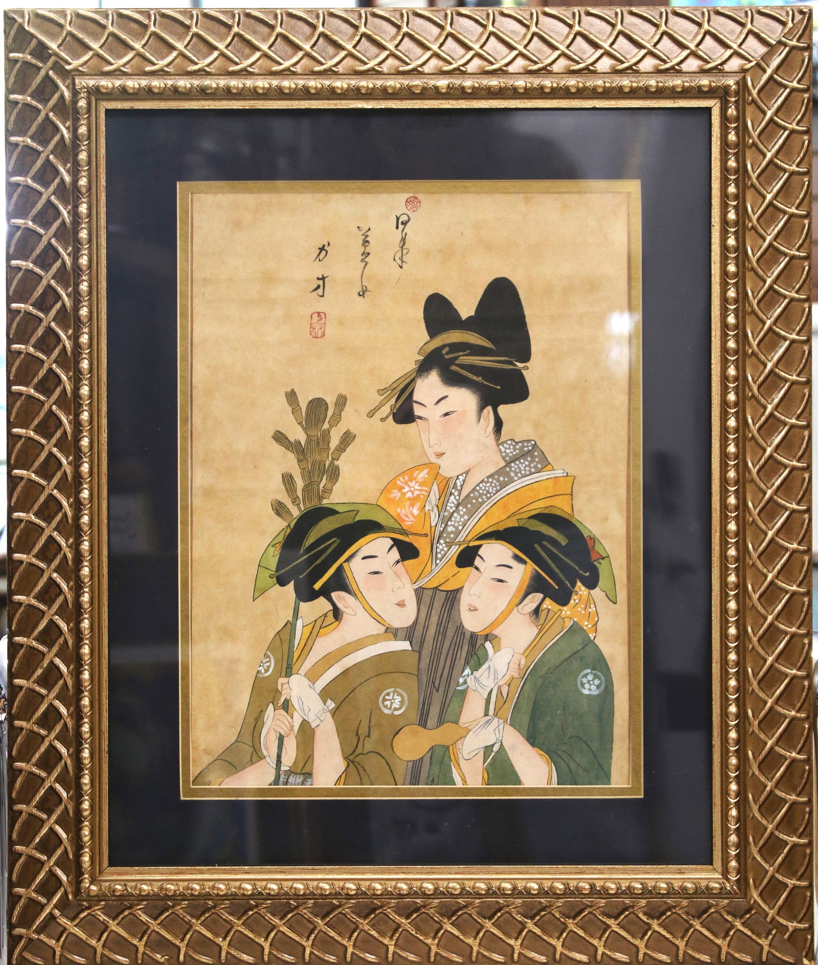 Kitagawa Utamaro "Three Beauties" Japanese Woodblock print (1 of 7)