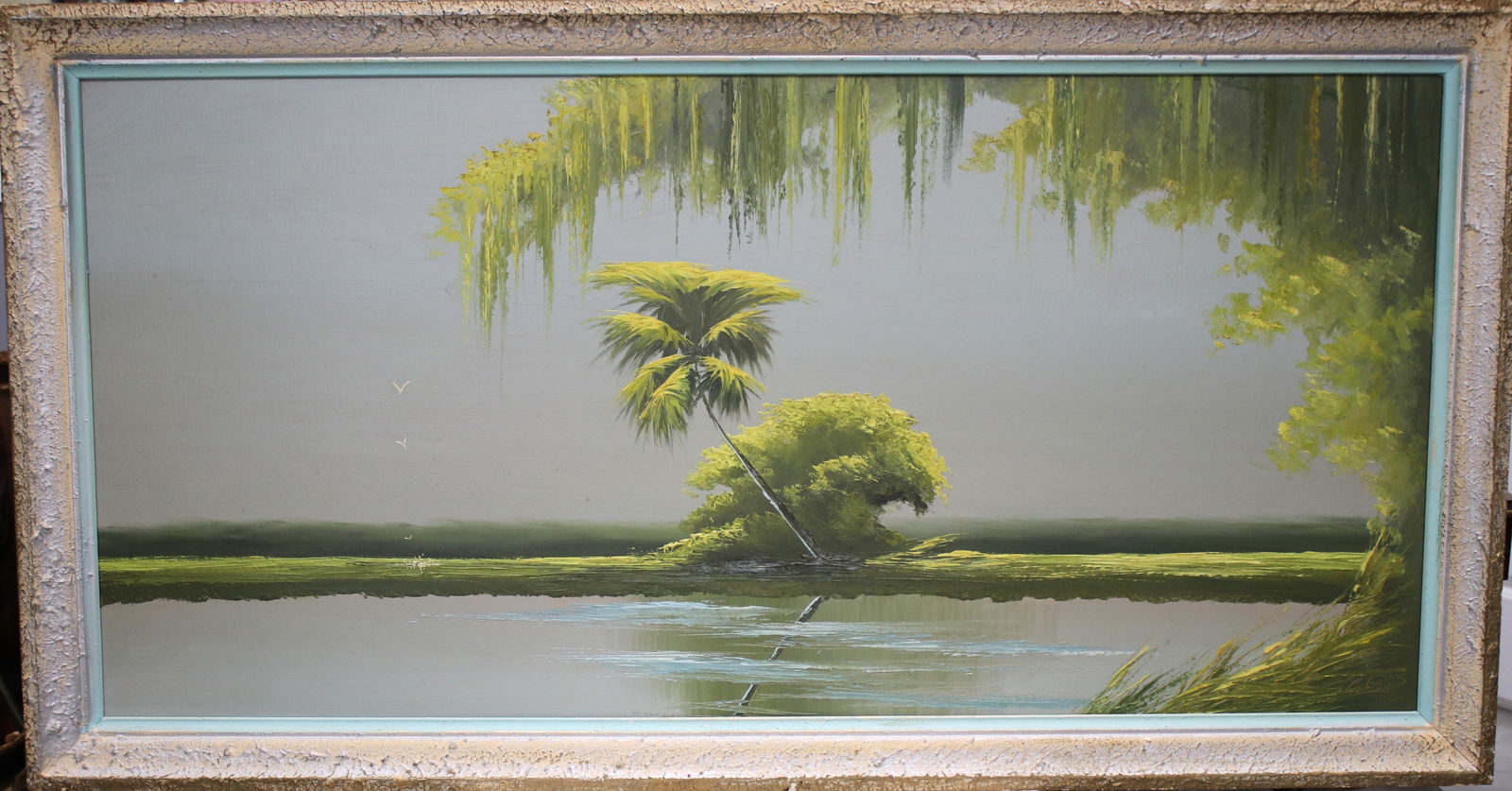 Florida Highwaymen James Gibson(1938-2017) ''Green River Palm''. Dimensions 27.4 x 51.8 x 2 in (1 of 9)