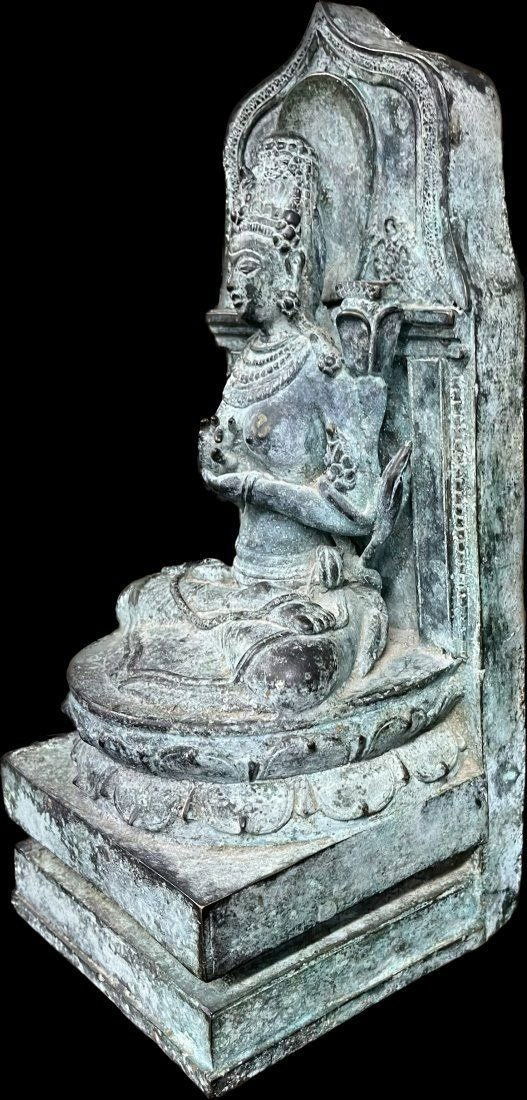 Large Antique Bronze figure of seated Prajnaparamita 10 inches tall (1 of 6)