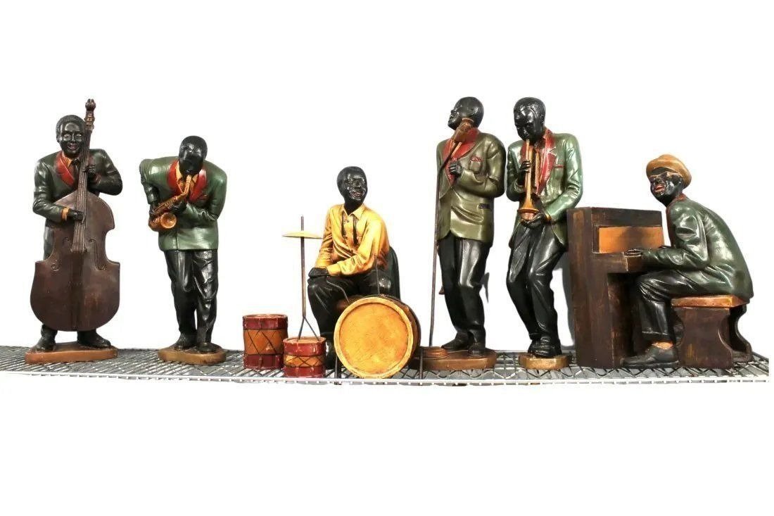 Vintage Rare Large Black Americana Resin Jazz Band (1 of 7)