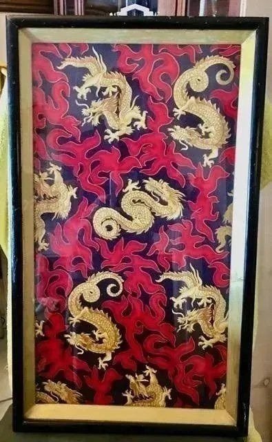 Chinese Asian Oriental DRAGONS Picture Painting Art Shadow Box (1 of 11)