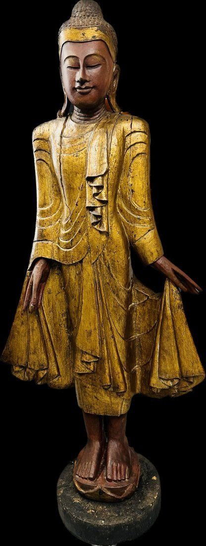 Antique Mandalay Buddha Wood Carved & Gilded 18th Century X-Large (1 of 9)