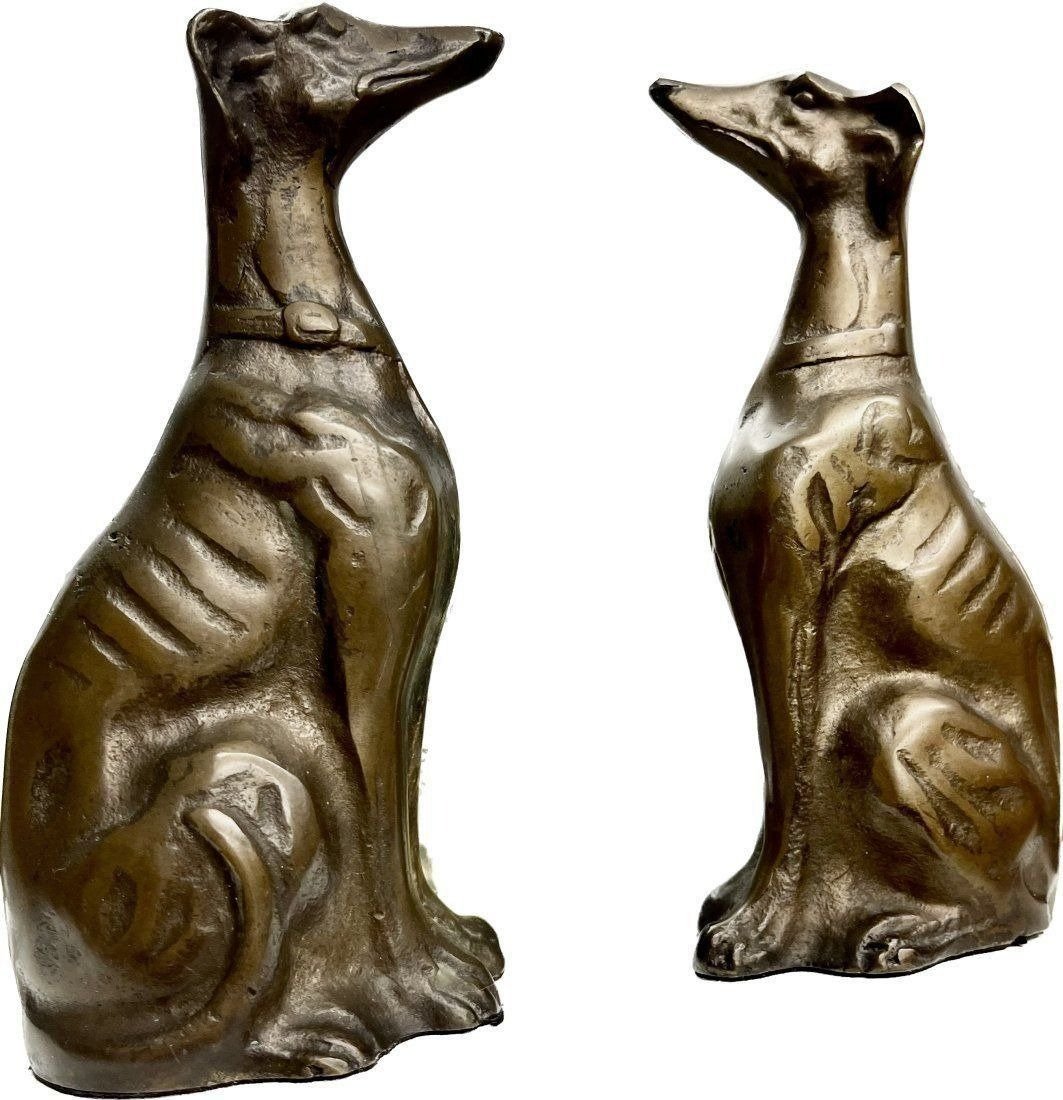 Pair of Bronze Greyhounds Dogs (1 of 6)