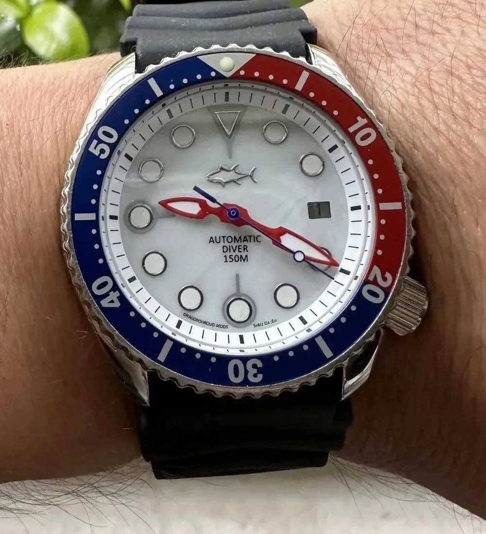 Seiko Diver 6309 VINTAGE Pepsi Mod With White Tuna mother of pearl dial (1 of 7)