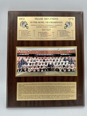 Miami Dolphins Super Bowl VII Champions Plaque 1972
