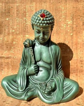 Tibetan Monk Buddha Hindu Statue by Universal Statuary Corporation  Chicago 1962