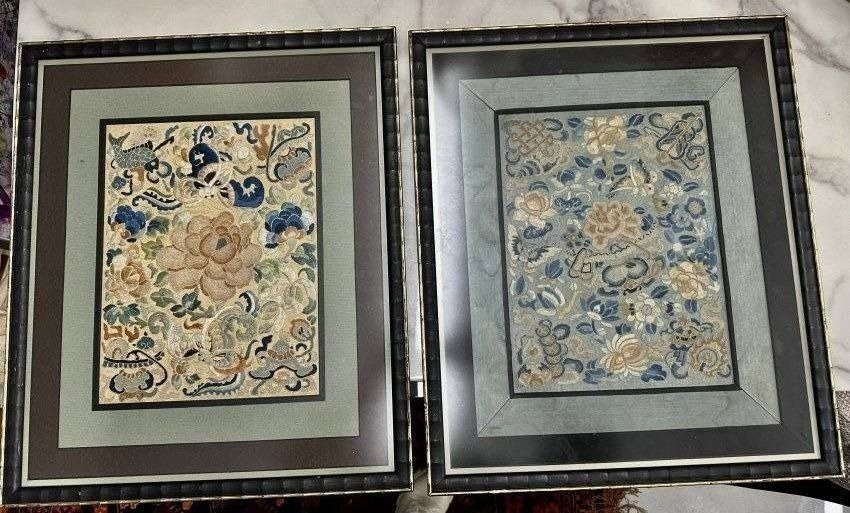 Lot of (2) 19th Chinese Forbidden Stitch Panel: Lot of (2) 19th Chinese Forbidden Stitch Panel. 19.5H x 16.5W inches. Excellent condition.