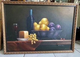 Oil on canvas large Painting Signed W. Hudson