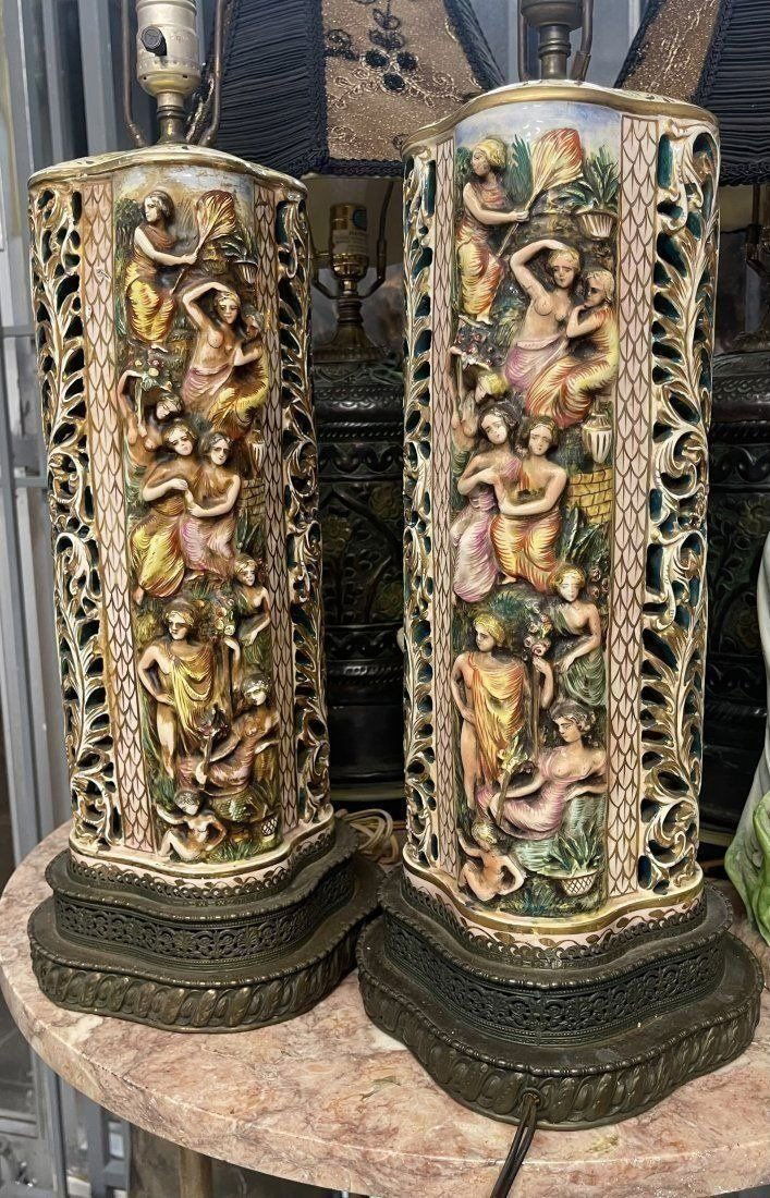 Large Capodimonte Italy Vintage Lamps (1 of 19)