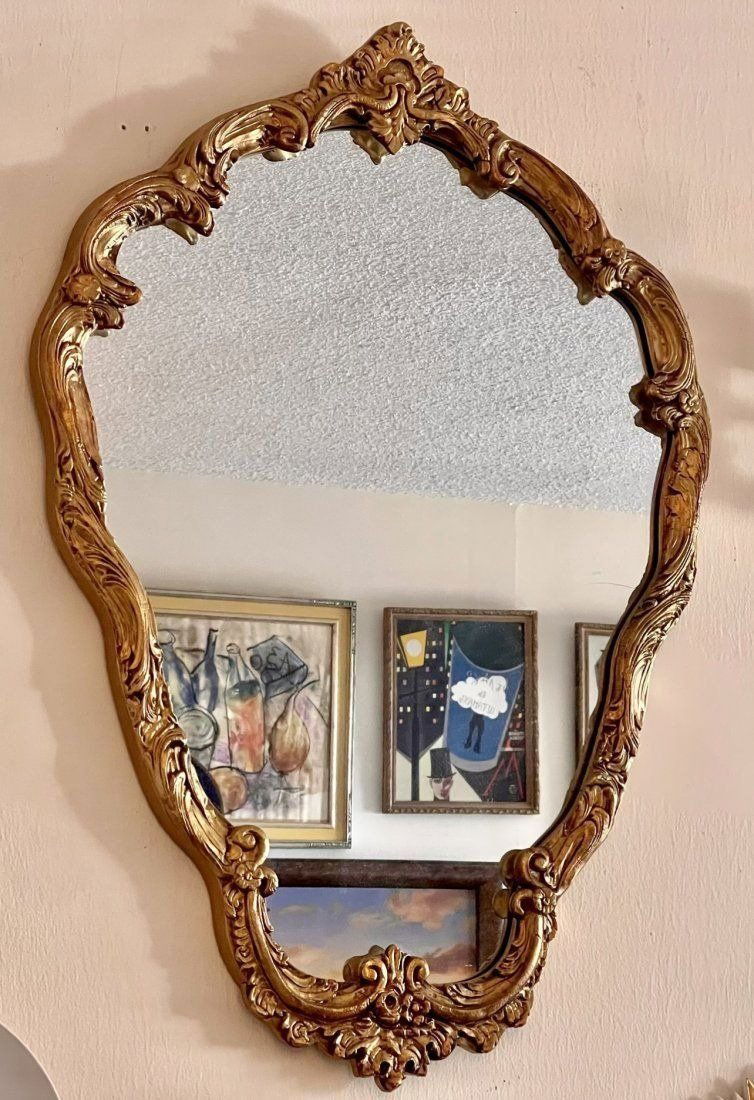 CARVED GILTWOOD Large & heavy  WALL MIRROR early 20TH CENTURY 36 x 25.5 (1 of 5)