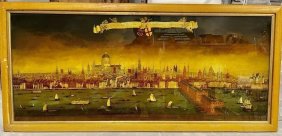 Engraving on glass Johannes Kip La Ville de Londres Prospectus Londinensis City of London