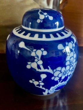 Antique Chinese Porcelain Blue And White Kangxi Jar  Prunes Blossom