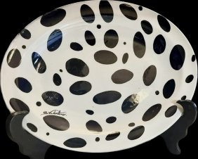 STAFFORDSHIRE England GLAZED Porcelain Platter  Signed S.VALENTINO