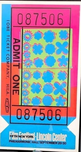 Andy Warhol Deluxe Hand Signed Edition, Lincoln Center Ticket, Opaque Acrylic