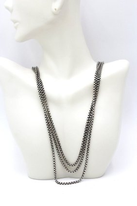 David Yurman Large Medium Box Chain with Gold, 72" inches. - 183 cm