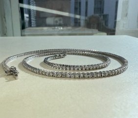 Women's Necklace TW 4.31 cts Diamond Round GH SI, w/g 14k
