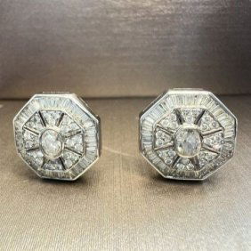 EARRINGS WITH DIAMONDS 3.5 CTS GH SI1, WHITE GOLD 18K