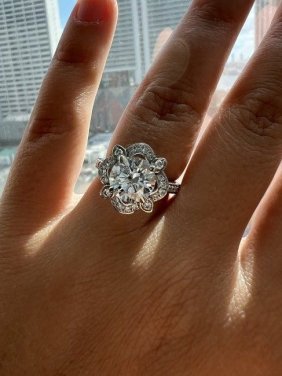 3.64 CT RING LAB GROWN DIAMOND ROUND FH VS VS2 W/G 18K