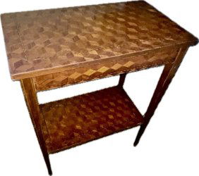 Antique French - Louis XVI style  marquetry Table with Various colored veneer.