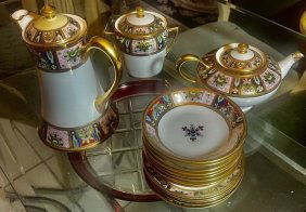 16 pcs Hand Painted OLD Nippon Japan Tea Set with Jewels Marked w/ OLD Red & Green mark