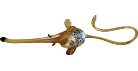 Murano Millefiori Art Glass Amber  Large MOUSE 7.25 inches long