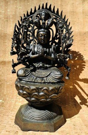 Antique large  Chinese Bronze Multi-Armed Figure of Buddha