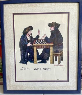 Ferdie Pacheco (1927 - 2017, American) “ECUMENICAL IMPASSE" JUDAICA ART, Signed lithograph