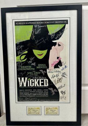 X-large Poster Broadway Show “Wicked with 2 Tickets signed by Cast members 2003