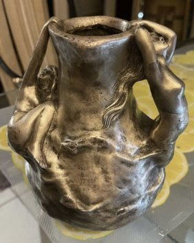 Garnier Jean (French 1853-1910) Antique Figural Bronze Vase with NUDES