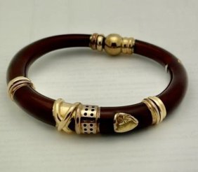 La Nouvelle Bague 18K Gold Enamel Bangle Bracelet