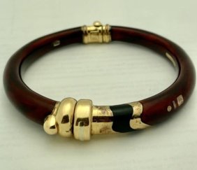 La Nouvelle Bague 18K Gold Enamel Bangle Bracelet