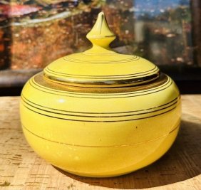 Weller Pottery Antique Yellow Lidded Jar 1920's