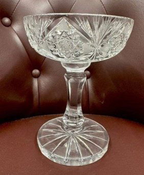 Cut Crystal Glass Heavy Footed Pedestal Candy Dish