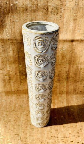 Tall White Cylinder Porcelain Flower Vase 15 inch tall