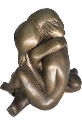 Large Heavy chalk Bronze color Austin  sculpture Lovers