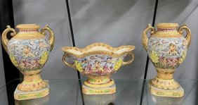 Vintage Hirode Japan large 3 Vases  Porcelain set