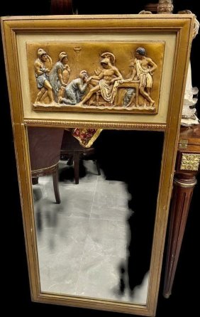 Vintage large Mirror with figural work  24 x 45