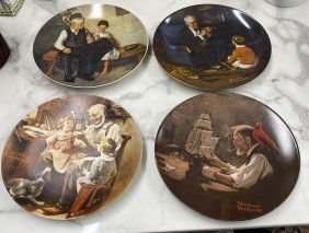 Set of 4 Norman Rockwell Collector's Plates By Knowles , measures 9 inches dia. In excellent